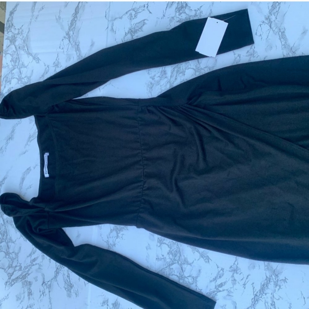 Reformation Dottie Dress Black LBD Mini Jersey - Picture 3 of 7